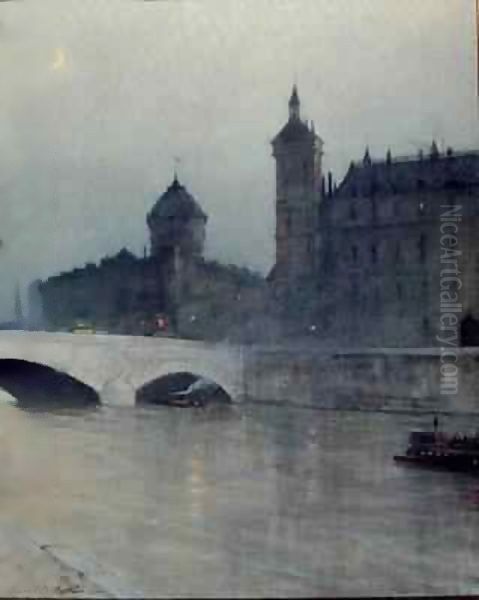 The Seine and the Conciergerie Oil Painting by Rene Billotte