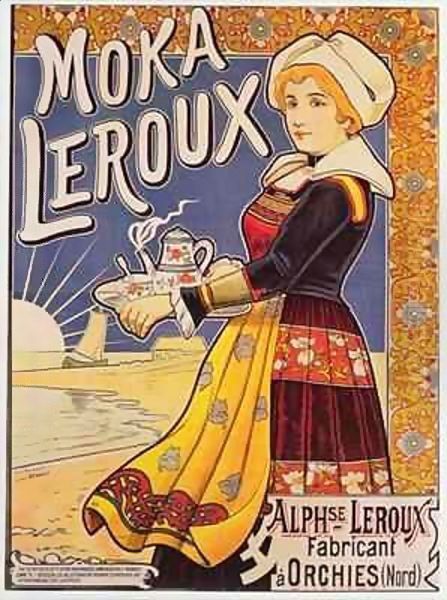 Poster advertising 'Moka Leroux' coffee Oil Painting by Paul Billoquet