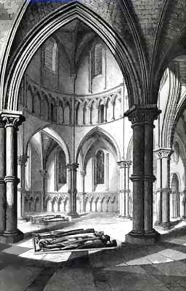 Interior of the Temple Church showing the effigies of the Knights Oil Painting by R.W. Billings