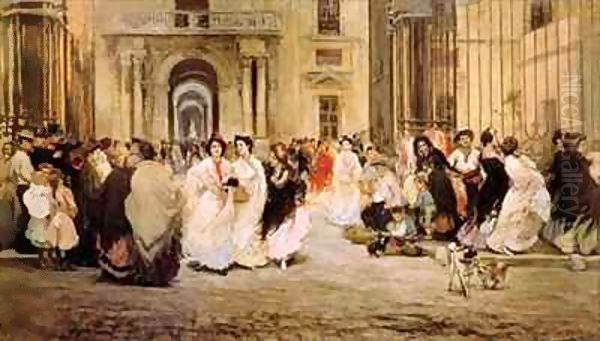 The Cigar Makers Leaving the Tobacco Factory in Seville Oil Painting by Gonzalo Bilbao Martinez