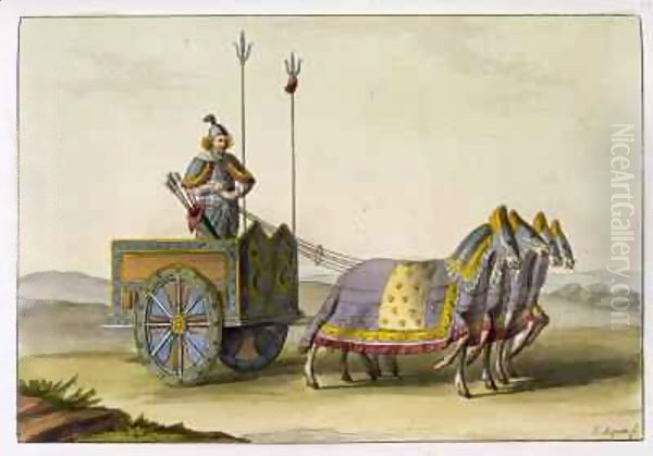 Ancient Chinese War Chariot Oil Painting by Giovanni Bigatti