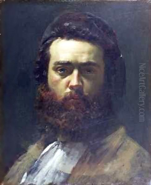 Self Portrait as a Young Man Oil Painting by Victor Francois Eloi Biennoury