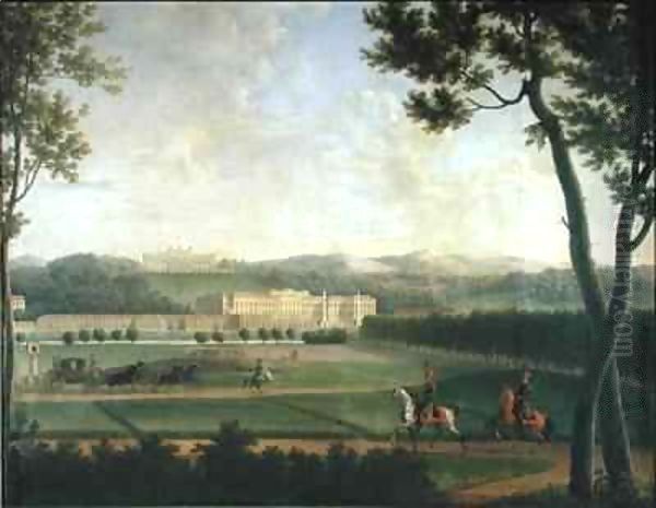 Schloss Schonbrunn Oil Painting by Jean and Vernet, Antoine Bidauld