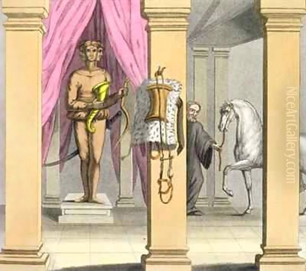 The stables of Caligula's horse, Incitata Oil Painting by Angelo Biasioli