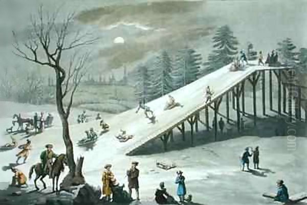 Snow slide in a Russian public park Oil Painting by Angelo Biasioli