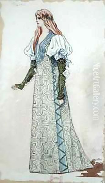 Desdemona Costume Design for the first performance of 'Otello' Oil Painting by Charles Bianchini