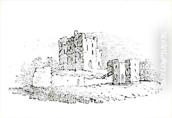 Castle Ruins from 'History of British Birds and Quadrupeds' Oil Painting by Thomas Falcon Bewick