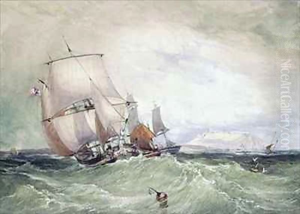 View of Scarborough, with a Collier Brig Oil Painting by William Roxby Beverly