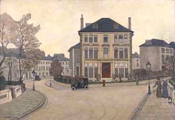 A Street Scene in Belsize Park Oil Painting by Robert Polhill Bevan