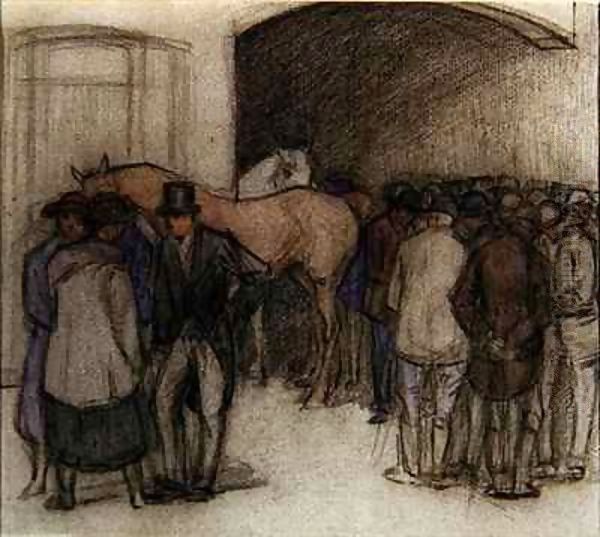 A Morning at Tattersalls Oil Painting by Robert Polhill Bevan