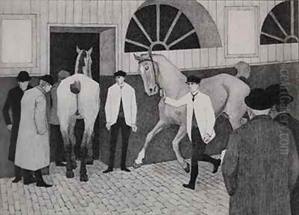 The Horse Mart Oil Painting by Robert Polhill Bevan