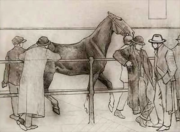 Horse Dealers 2 Oil Painting by Robert Polhill Bevan