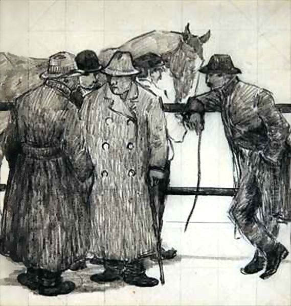 Study for the Horse Dealers Oil Painting by Robert Polhill Bevan