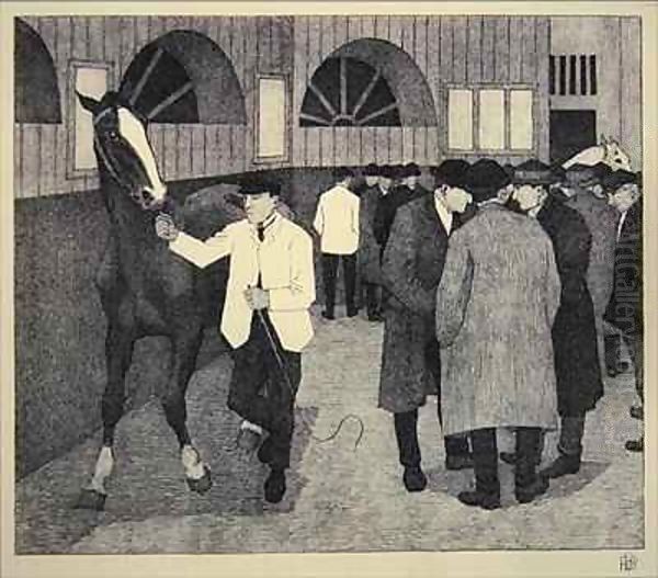 Horse Dealers at the Barbican Oil Painting by Robert Polhill Bevan