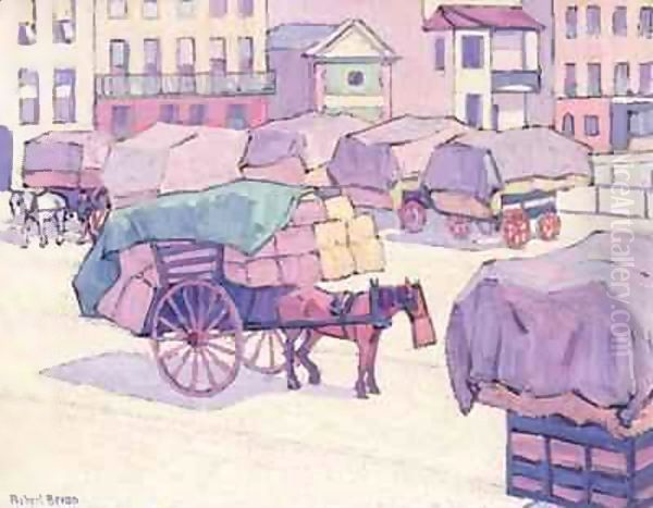 Hay Carts, Cumberland Market 2 Oil Painting by Robert Polhill Bevan