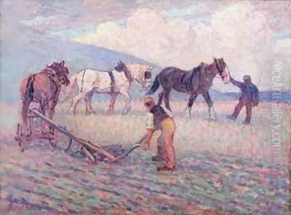 The Turn-Rice Plough Oil Painting by Robert Polhill Bevan