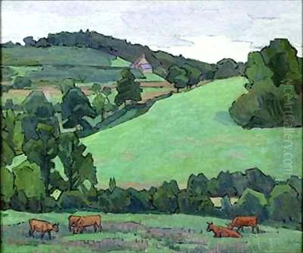 Across Bolham Water Oil Painting by Robert Polhill Bevan