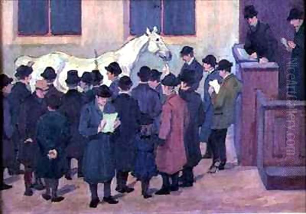 Horse Sale at the Barbican Oil Painting by Robert Polhill Bevan