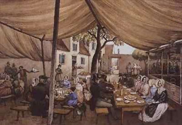 An Outdoor Cafe in Germany, probably at Speyer Oil Painting by Mary Ellen Best