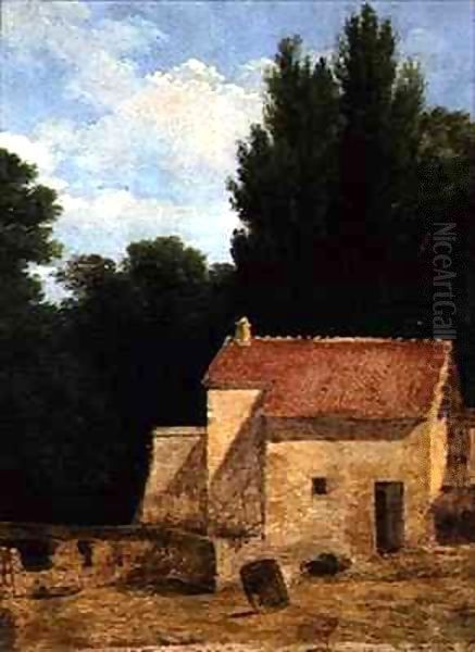 Farm Building in a Landscape Oil Painting by Jean-Victor Bertin