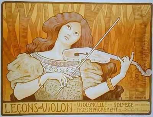 Reproduction of a poster advertising 'Violin Lessons', Rue Denfert-Rochereau, Paris Oil Painting by Paul Berthon