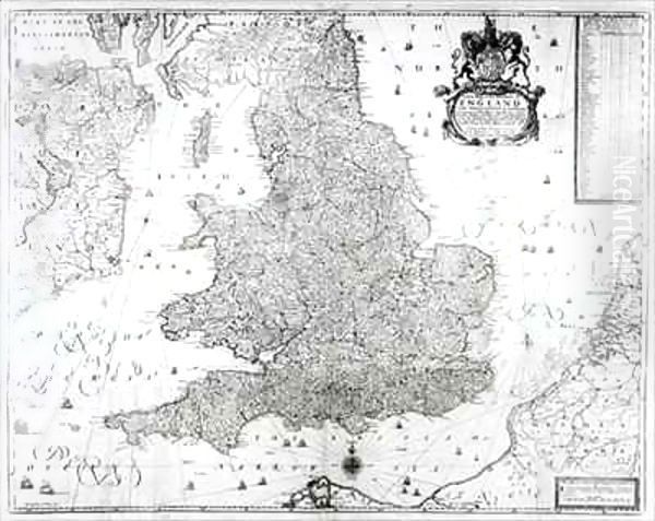 A New Map of the Kingdom of England and the Principalitie of Wales Oil Painting by William Berry