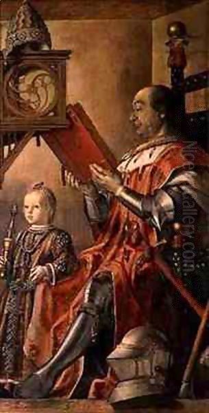 Portrait of Federigo da Montefeltro, Duke of Urbino (1422-82) and his son Guidobaldo Oil Painting by Pedro Berruguete