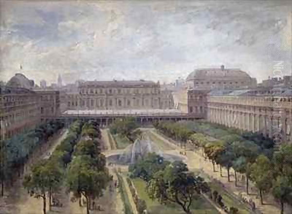 View of the Palais Royal, Paris Oil Painting by Jean Francois Armand Felix Bernard