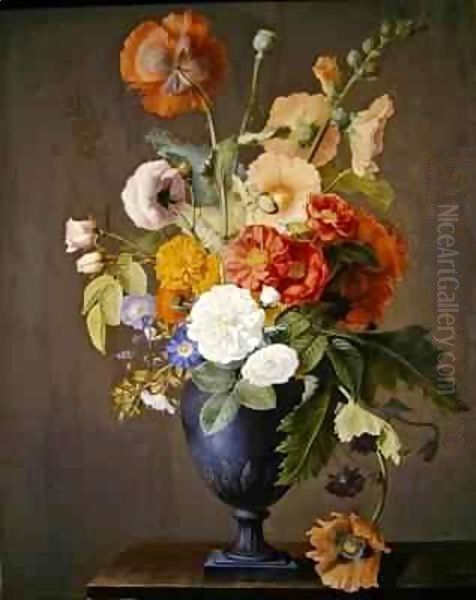 Still life with flowers Oil Painting by Antoine Berjon