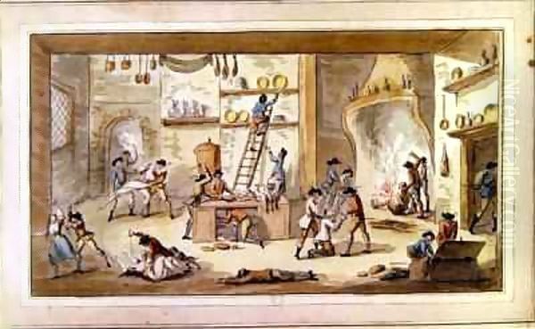 Sacking a farm during the period of the French Revolution Oil Painting by Etienne Bericourt