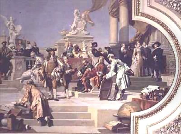 Patronage of the Arts by the House of Hapsburg, right hand section of a ceiling painting Oil Painting by Julius Victor Berger