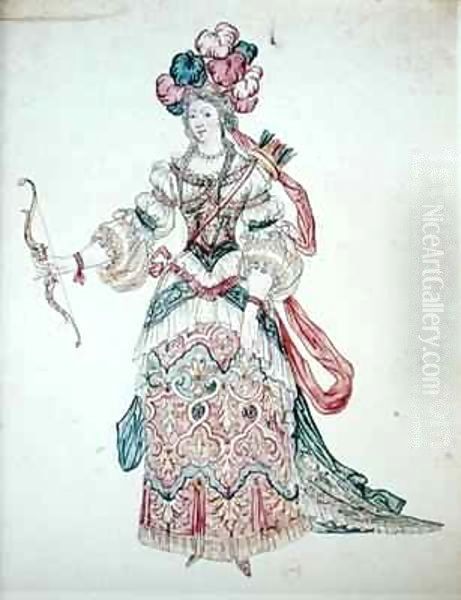 Woman with a bow, theatrical costume design Oil Painting by Jean II (the Younger) Berain