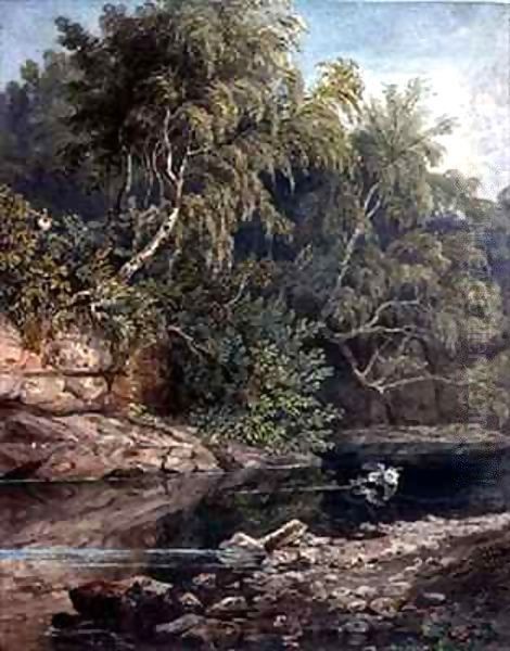 Woodland Scene, with a startled Heron Oil Painting by Joseph Clayton Bentley