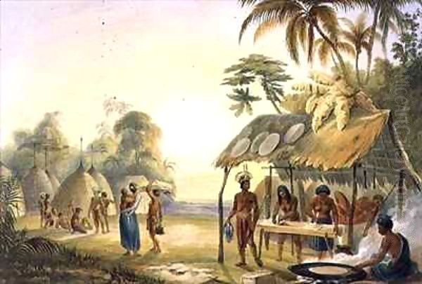 Watu Ticaba, a Wapisiana Village Oil Painting by Charles Bentley