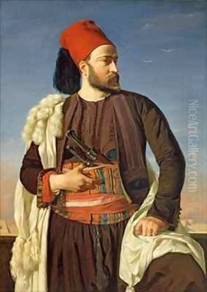 Portrait of Leconte de Floris in the uniform of the Egyptian Army Oil Painting by Francois Leon Benouville