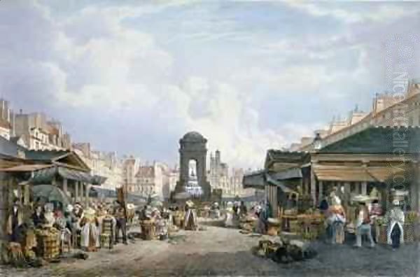 View of the Marche des Innocents Oil Painting by Philippe Benoist