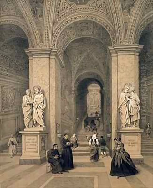 The sacred staircase of the Santi Sanctuary in Rome Oil Painting by Felix Benoist