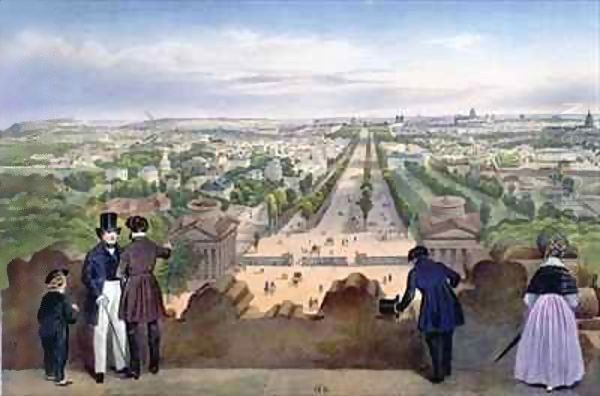 General View of the Champs-Elysees, taken from the top of the Arc de Triomphe Oil Painting by Felix Benoist