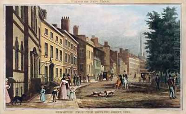 Broad Way from the Bowling Green Oil Painting by W.I. Bennett