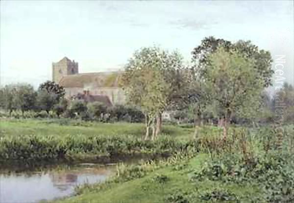 Dorchester Abbey, Near Wallingford, Autumn Evening Oil Painting by Newton Bennett