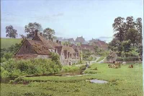 Evening in Arlington Row, Bibury, Gloucestershire Oil Painting by Newton Bennett