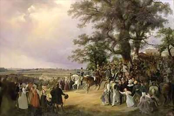 Review in Ladugardsgarde Fields During Tsar Nicholas' Visit in 1838 Oil Painting by Baron Karl-Stefan Bennet