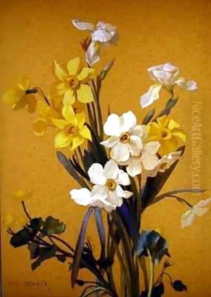 Still life with spring flowers Oil Painting by Jean Benner