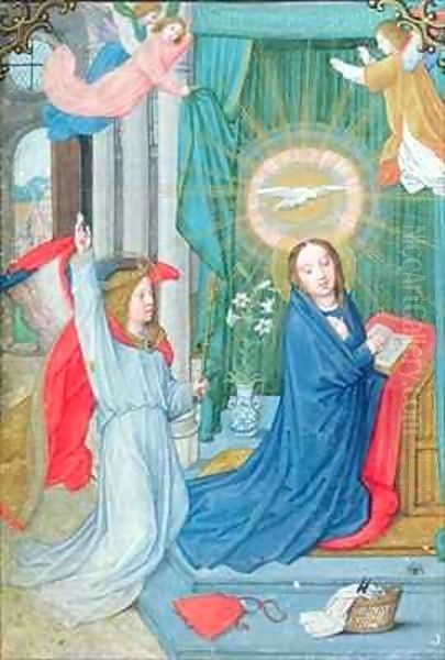 The Annunciation, miniature from the Norfolk Book of Hours Oil Painting by Simon Bening