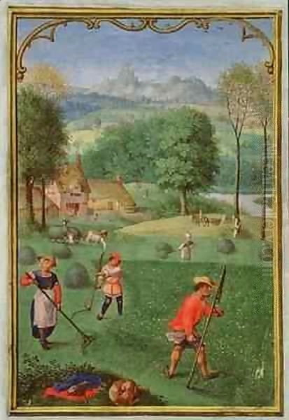 July harvest, sowing, from a Book of Hours Oil Painting by Simon Bening