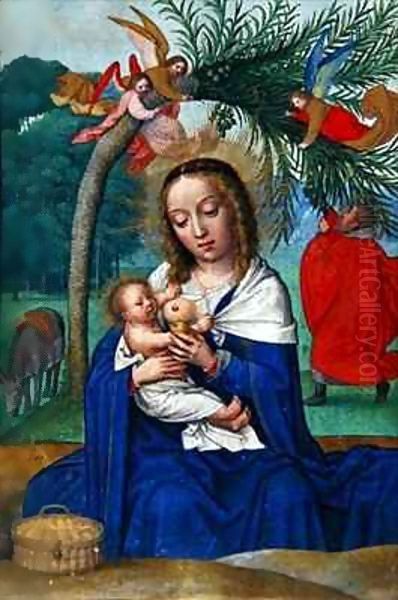 The Rest on the Flight into Egypt, miniature from the Norfolk Book of Hours Oil Painting by Simon Bening