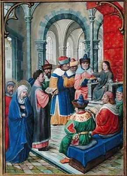 Finding of the Child Jesus in the Temple Oil Painting by Simon Bening