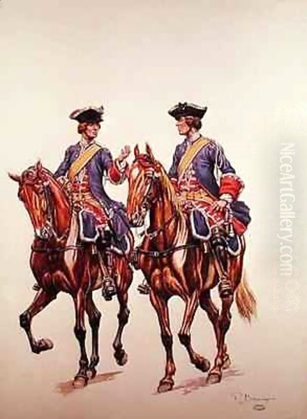 Deputy Sergeant and Archer of the Mounted Police Force of l'Ile de France Oil Painting by P. Benigni