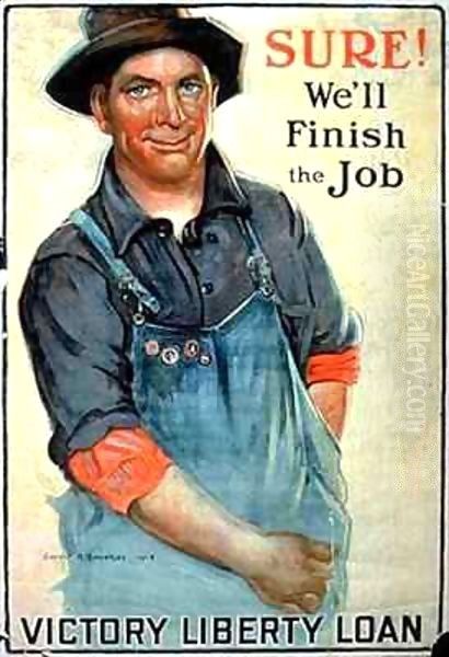 'Sure! We'll Finish The Job', Victory Liberty Loan, 1st World War poster Oil Painting by Gerrit Beneker