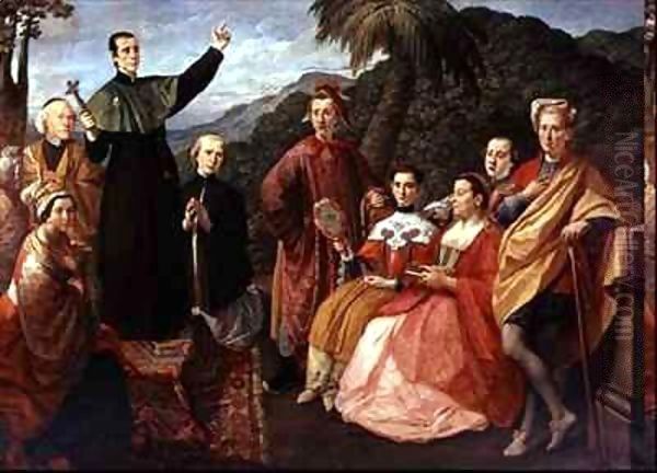 A Jesuit and His Family Oil Painting by Marco Benefiale